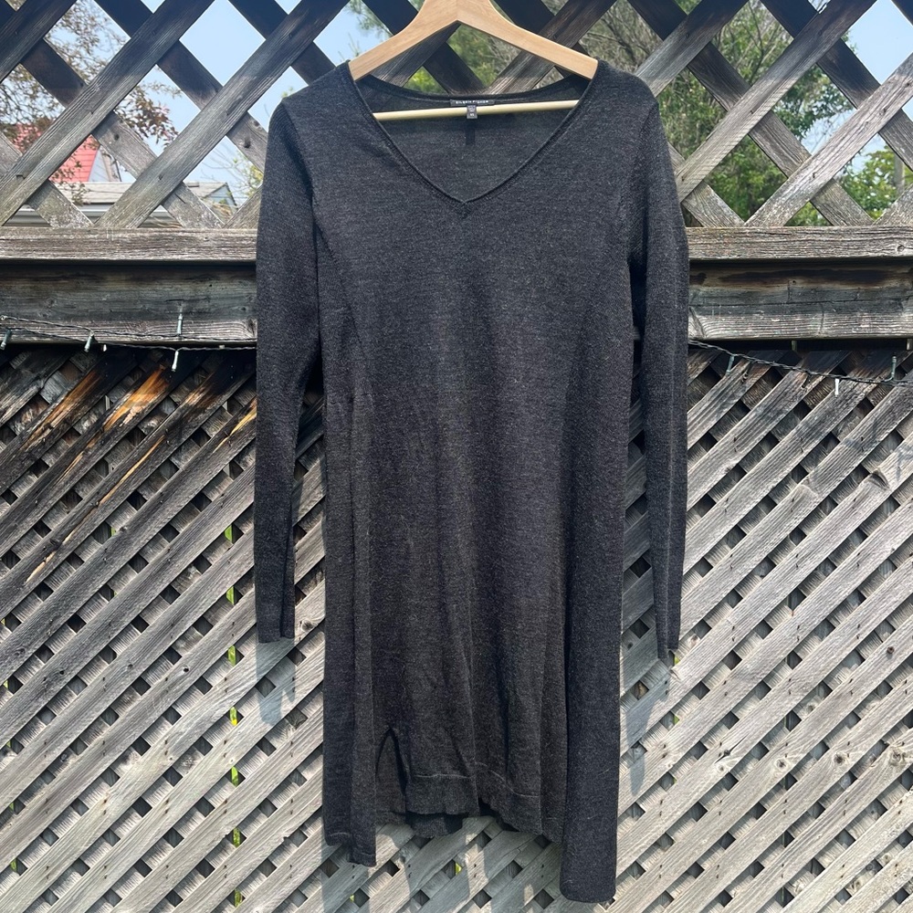 Eileen‎ Fisher Grey Tunic Long Sleeve Merino Wool XS Minimalist Quiet Luxury